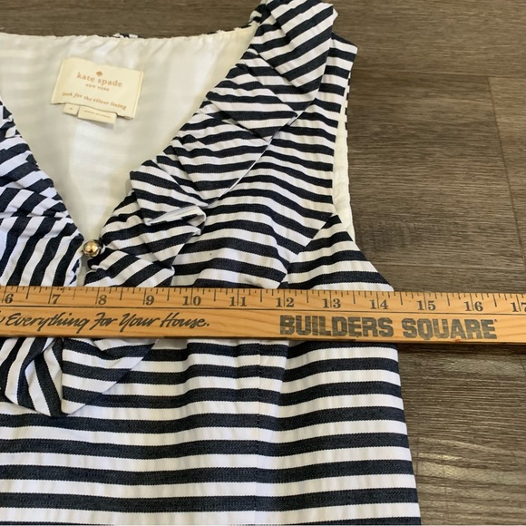 Kate Spade New York Womens Cotton Striped Ruffled Sleeveless Dress Blue SZ4 EUC - Picture 5 of 11